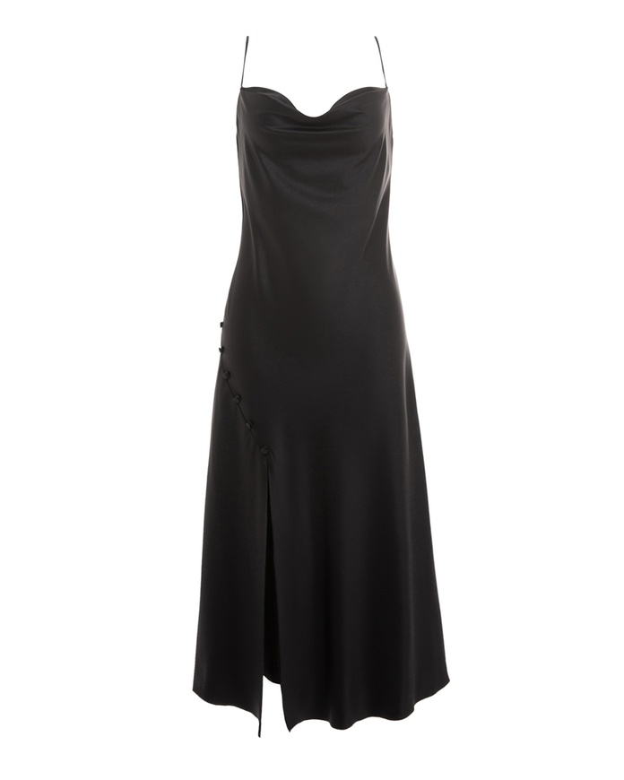 Шовкова сукня Pearl, Чорний, XL, Пуговицы